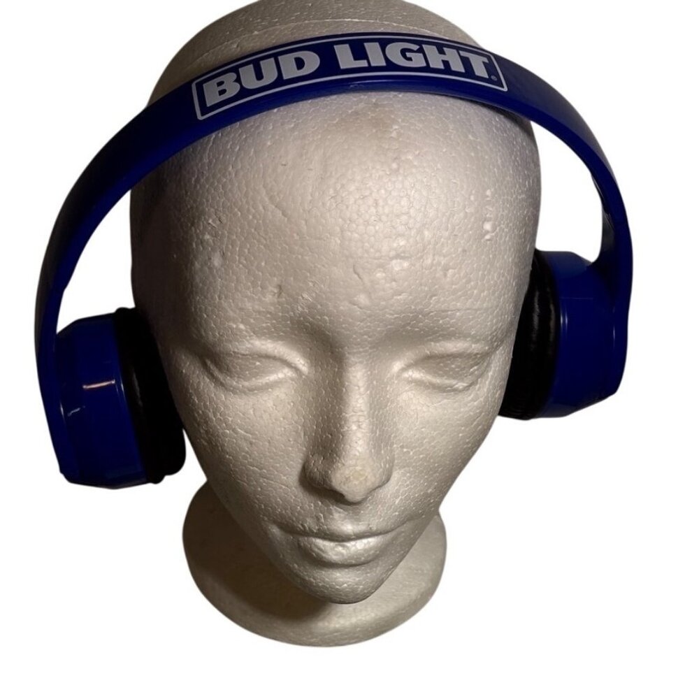 Bud Light Bluetooth Wireless Headphones With USB Charging Cable Blue
